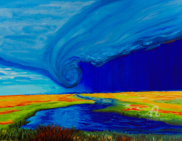 Peinture intitulée "La plaine" par Beame, Œuvre d'art originale, Huile