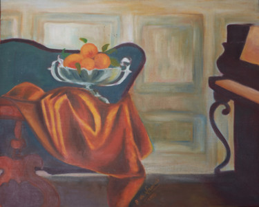 Painting titled "coupe de mandarines…" by B De Lavaulx, Original Artwork, Oil