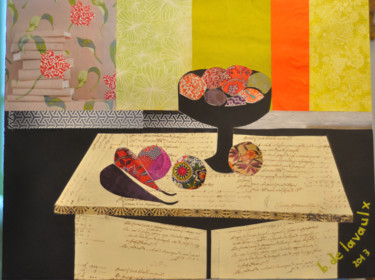 Collages intitulée "coupe de fruits en…" par B De Lavaulx, Œuvre d'art originale, Papier