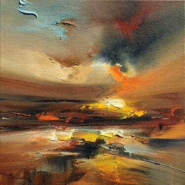 Painting titled "Here comes the Sun" by Beata Belanszky-Demko, Original Artwork, Oil Mounted on Wood Stretcher frame