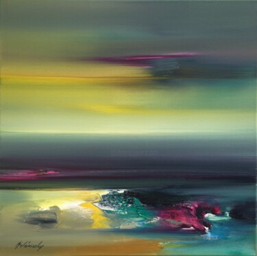 Painting titled "A brand new day" by Beata Belanszky-Demko, Original Artwork, Oil Mounted on Wood Stretcher frame
