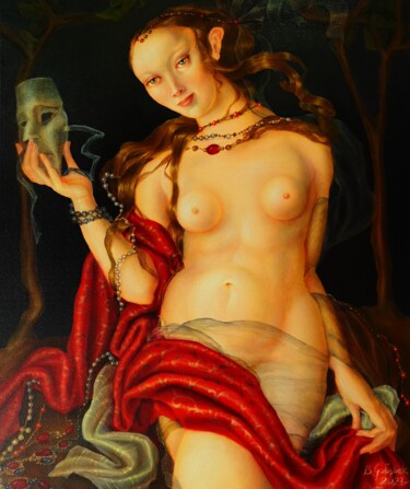 Pittura intitolato "Maska" da Beata Gołąbek, Opera d'arte originale, Olio