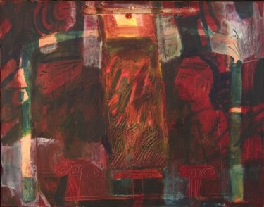 Painting titled "95 Red columns" by Beata Wehr, Original Artwork
