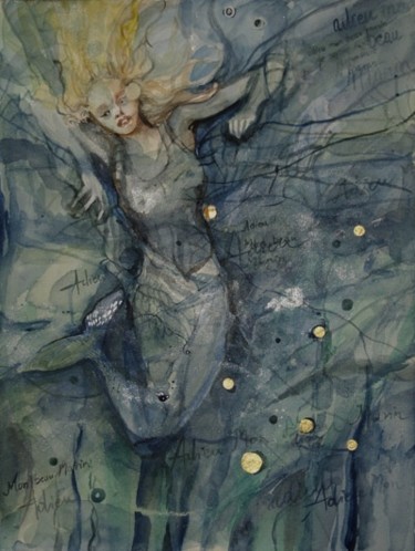 Collages intitulée "Siréne ou Adieu mon…" par Beata Nowakowska-Kiwior, Œuvre d'art originale