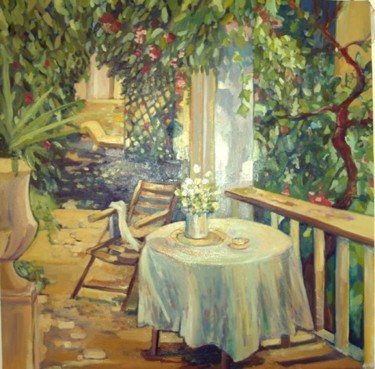 Peinture intitulée "Un coin de jardin" par Beata Nowakowska-Kiwior, Œuvre d'art originale