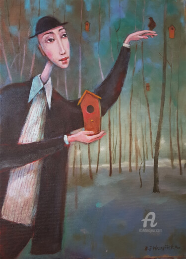 Painting titled "Fowler" by Beata Wrzesinska, Original Artwork, Oil