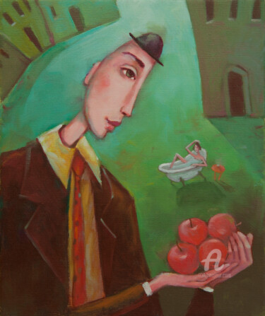 Painting titled "My apples" by Beata Wrzesinska, Original Artwork, Oil