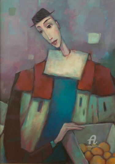 Painting titled "Seller" by Beata Wrzesinska, Original Artwork, Oil