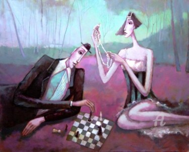 Картина под названием "Meeting" - Beata Wrzesinska, Подлинное произведение искусства, Масло