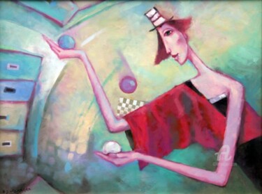 Painting titled "Juggler" by Beata Wrzesinska, Original Artwork, Oil
