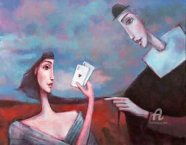 Painting titled "Fortune-teller" by Beata Wrzesinska, Original Artwork, Oil
