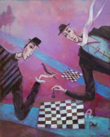 Painting titled "Checkmate" by Beata Wrzesinska, Original Artwork, Oil