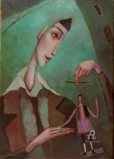 Painting titled "Thread of accord" by Beata Wrzesinska, Original Artwork, Oil