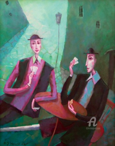 Painting titled "Players" by Beata Wrzesinska, Original Artwork, Oil