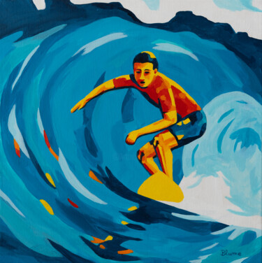 Картина под названием "Out of the Blue Wave" - Beate Blume, Подлинное произведение искусства, Акрил Установлен на Деревянная…