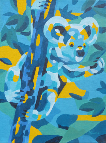 제목이 "Koala Night"인 미술작품 Beate Blume로, 원작, 아크릴 나무 들것 프레임에 장착됨