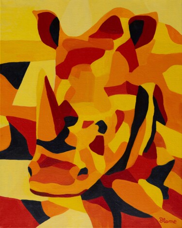 Schilderij getiteld "African Heat" door Beate Blume, Origineel Kunstwerk, Acryl Gemonteerd op Frame voor houten brancard