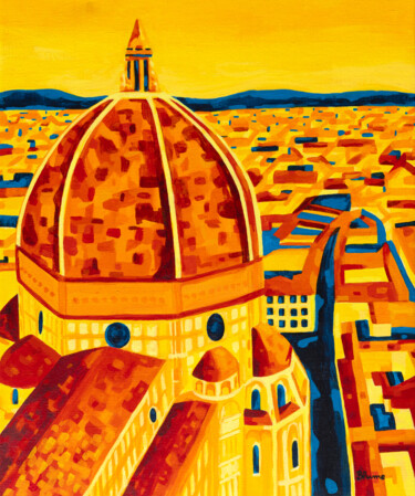 Pittura intitolato "Orange Glow at Sant…" da Beate Blume, Opera d'arte originale, Acrilico