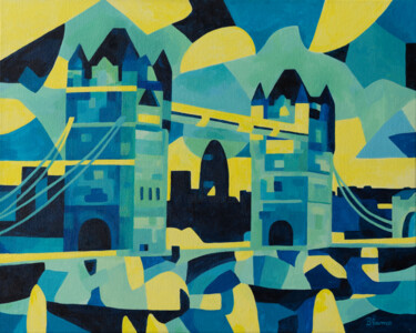 Painting titled "Tower Bridge at Dawn" by Beate Blume, Original Artwork, Acrylic
