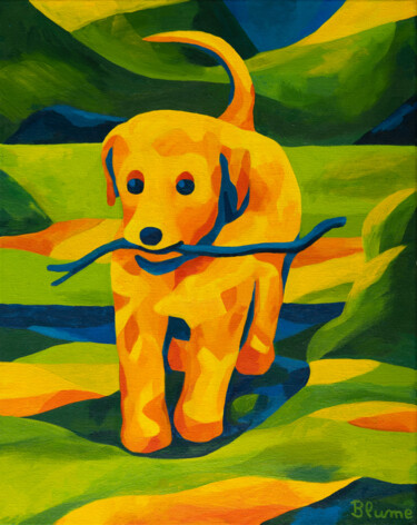Painting titled "Let's Play Fetch" by Beate Blume, Original Artwork, Acrylic