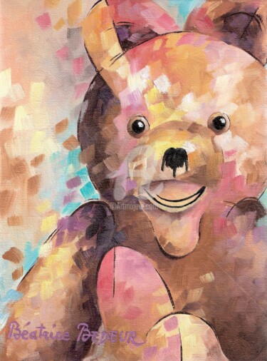 Peinture intitulée "Teddy" par Béatrice Bedeur, Œuvre d'art originale, Huile
