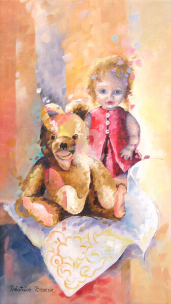 Peinture intitulée "Souvenirs-d'enfance" par Béatrice Bedeur, Œuvre d'art originale, Huile