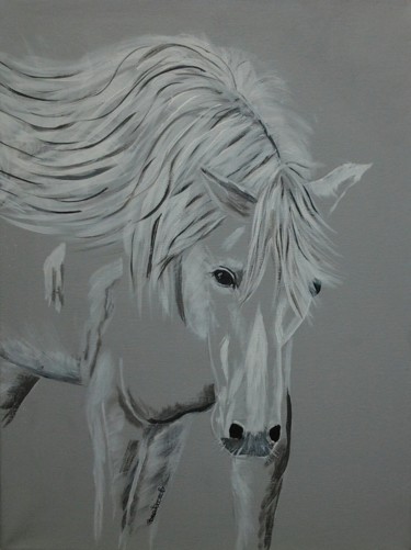 Painting titled "cheval-blanc.jpg" by Beatriceb, Original Artwork, Acrylic