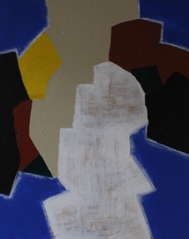 Painting titled "Abstrait bleu Polia…" by Beatrice Bodasca, Original Artwork, Acrylic Mounted on Wood Stretcher frame