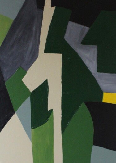Painting titled "Abstrait vert à l'a…" by Beatrice Bodasca, Original Artwork, Acrylic Mounted on Wood Stretcher frame