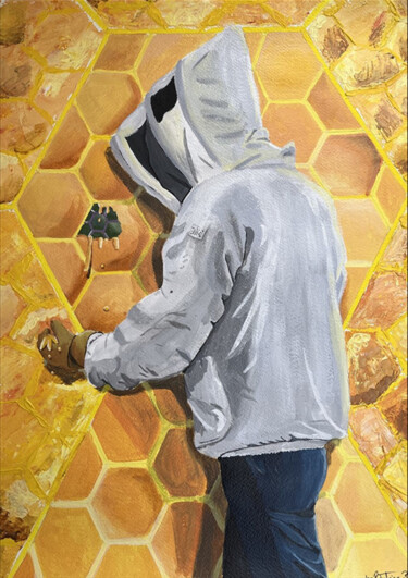 Картина под названием "bee" - Beatrice Buccella, Подлинное произведение искусства, Акрил