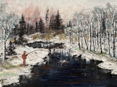 Painting titled "Paysage d’hiver" by Beatrice Chappelon, Original Artwork, Acrylic Mounted on Wood Stretcher frame