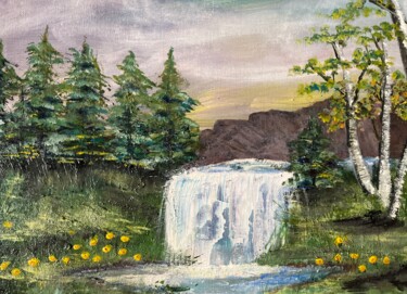 Painting titled "Cascade" by Beatrice Chappelon, Original Artwork, Acrylic Mounted on Cardboard