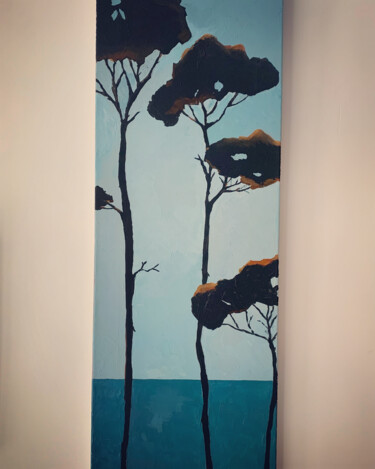 Malerei mit dem Titel "Pins parasol" von Béatrice Couvret, Original-Kunstwerk, Acryl Auf Keilrahmen aus Holz montiert