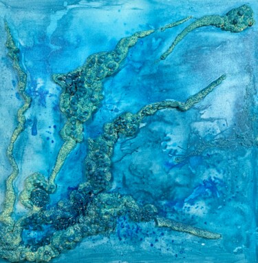 Peinture intitulée "Corail bleu" par Béatrice Couvret, Œuvre d'art originale, Acrylique Monté sur Châssis en bois