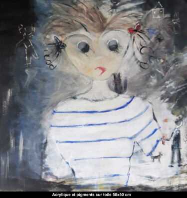 Картина под названием "portrait" - Béatrice D, Подлинное произведение искусства, Акрил Установлен на Деревянная рама для нос…