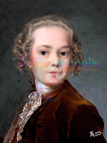 Digital Arts titled "Mozart Salzbourg 17…" by Béatrice Véronique Douda, Original Artwork, Digital Painting Mounted on Wood S…