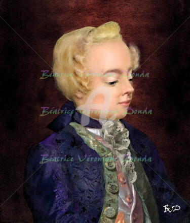 Digital Arts titled "Mozart à Versailles…" by Béatrice Véronique Douda, Original Artwork, Digital Painting Mounted on Wood S…