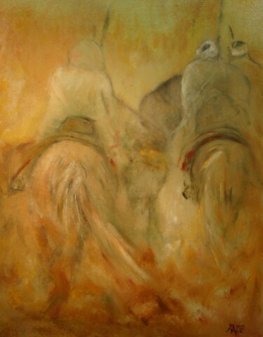 Painting titled "le jeu de la poudre…" by Béatrice Farge, Original Artwork, Oil