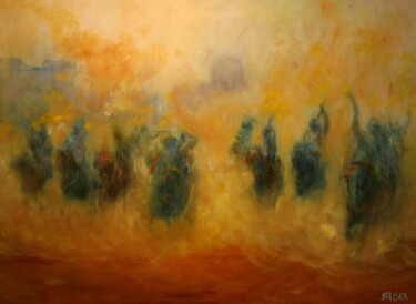 Peinture intitulée "feux et poussière" par Béatrice Farge, Œuvre d'art originale, Huile