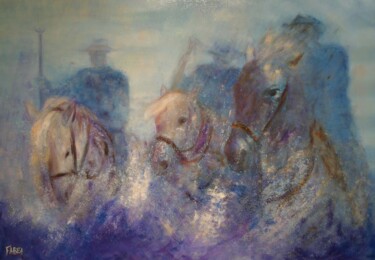 Peinture intitulée "gardians de camargue" par Béatrice Farge, Œuvre d'art originale, Huile