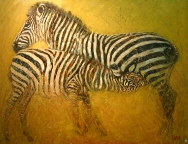 Pintura intitulada "zebre" por Béatrice Farge, Obras de arte originais, Óleo