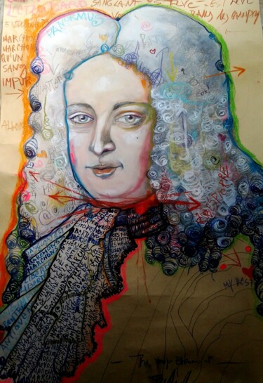 Pittura intitolato "Parruccone Pop Baro…" da Beatrice Feo Filangeri, Opera d'arte originale
