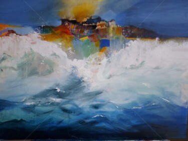 Peinture intitulée "la vague" par Béatrice Frat, Œuvre d'art originale, Acrylique