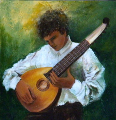 Malerei mit dem Titel "le joueur de mandol…" von Béatrice Gagnebé, Original-Kunstwerk, Acryl