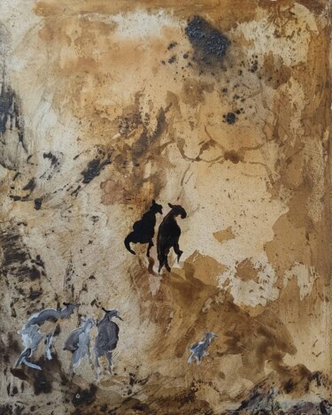 Malerei mit dem Titel "Le chemin" von Beatrice Guibergia, Original-Kunstwerk, Öl