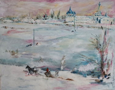 Painting titled "Traineau" by Beatrice Guibergia, Original Artwork, Oil