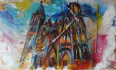 Painting titled "cathedrale de rouen" by Bea Madelenat, Original Artwork, Acrylic