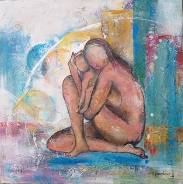 Картина под названием "MERE ET ENFANT" - Bea Madelenat, Подлинное произведение искусства, Коллажи Установлен на Деревянная р…