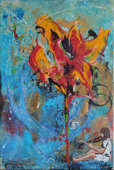 Painting titled "Balade florale" by Bea Madelenat, Original Artwork, Acrylic Mounted on Wood Stretcher frame