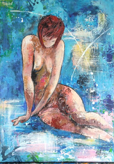 Painting titled "Nue" by Bea Madelenat, Original Artwork, Acrylic Mounted on Wood Stretcher frame